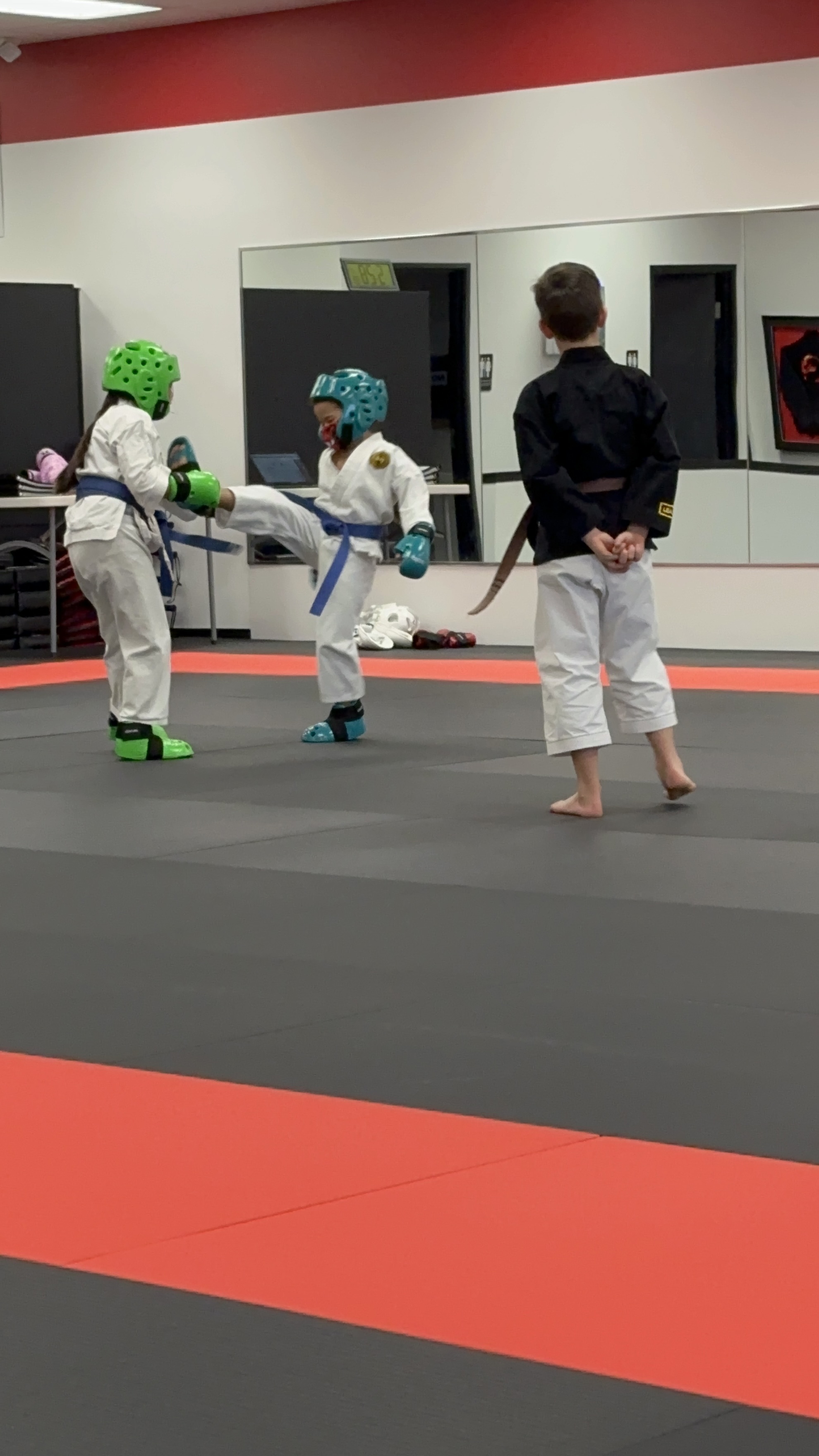 Liam sparring with protective gear